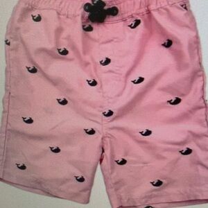 Pink Kids Swim Shorts with Whale Print